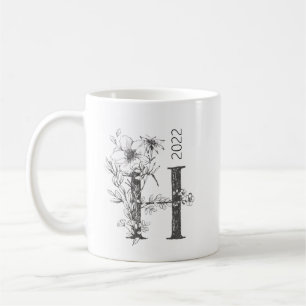 Botanisches Monogramm Benutzerdefiniertes Textel Kaffeetasse