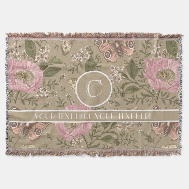 Botanisches Monogramm der modernen trendy Wildblum Decke (Vorderseite)