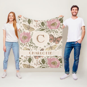 Botanisches Monogramm der modernen trendy Wildblum Fleecedecke