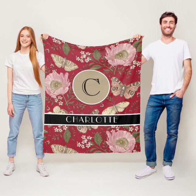 Botanisches Monogramm der modernen trendy Wildblum Fleecedecke (Beispiel)