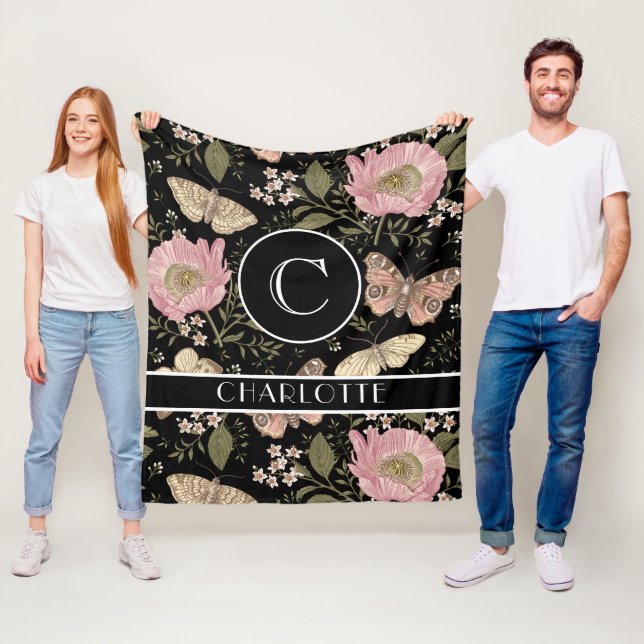 Botanisches Monogramm der modernen trendy Wildblum Fleecedecke (Beispiel)