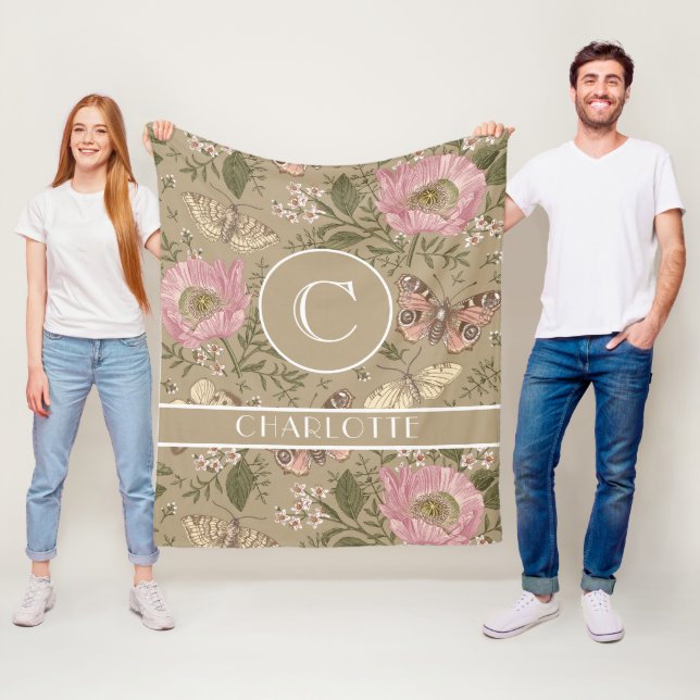 Botanisches Monogramm der modernen trendy Wildblum Fleecedecke (Beispiel)
