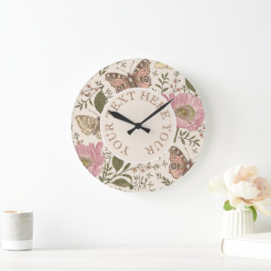 Botanisches Monogramm der modernen trendy Wildblum Große Wanduhr