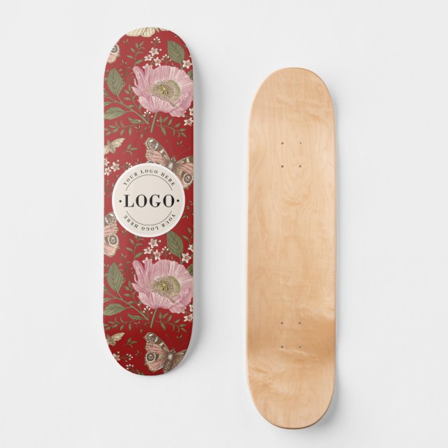 Botanisches Monogramm der modernen trendy Wildblum Skateboard (Vorderseite)