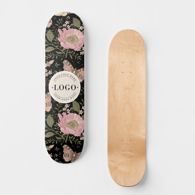 Botanisches Monogramm der modernen trendy Wildblum Skateboard (Vorderseite)