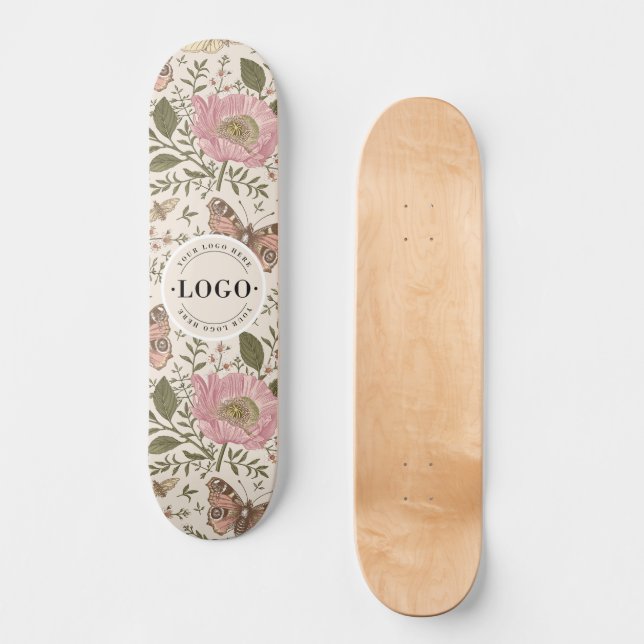 Botanisches Monogramm der modernen trendy Wildblum Skateboard (Vorderseite)