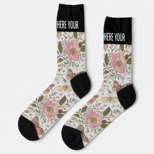 Botanisches Monogramm der modernen trendy Wildblum Socken