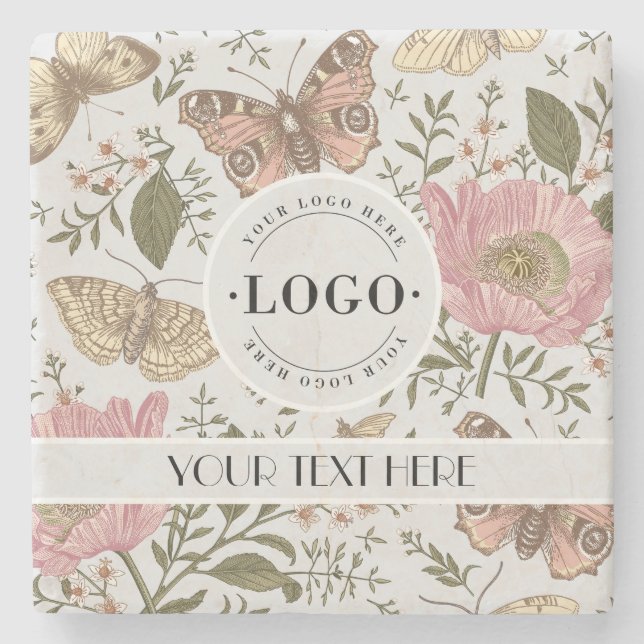 Botanisches Monogramm der modernen trendy Wildblum Steinuntersetzer (Vorderseite)