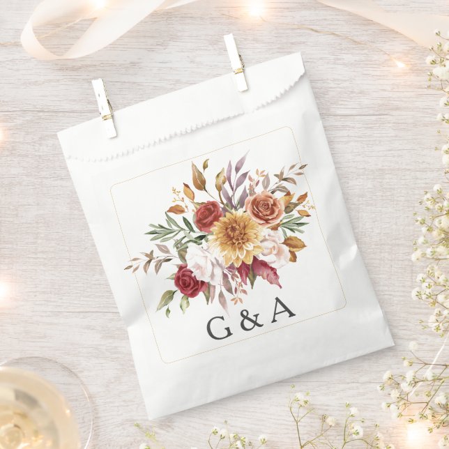 Botanisches Monogramm Fall Watercolor Geschenktütchen (Ausgeschnitten)
