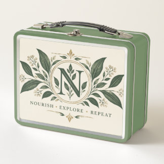 Botanisches Monogramm Grüne Lunchbox – Elegante Na