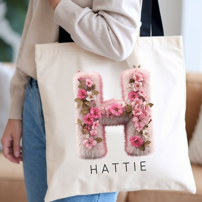 Botanisches Monogramm Junggesellinnenabschied Indi Tragetasche (Cottagecore Flower Initial Bridesmaid Gift | Vintage Wildflower Alphabet Teacher Appreciation Bag)
