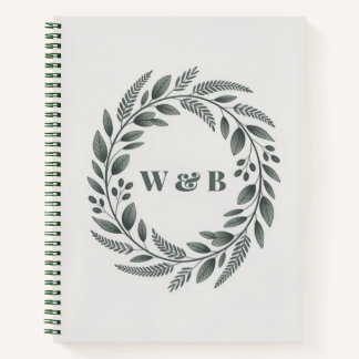 Botanisches Monogramm-Kranz Notizbuch
