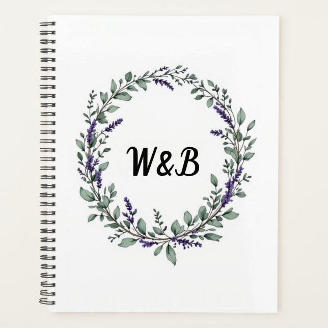 Botanisches Monogramm-Kranz-Notizbuch Planer (Vorderseite)