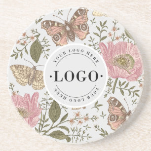 Botanisches Monogramm-Logo für die Wildblume Getränkeuntersetzer