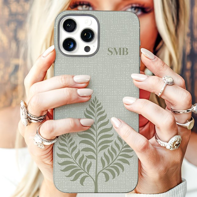 Botanisches Monogramm Minimalistischer Bereich Case-Mate iPhone Hülle (Von Creator hochgeladen)