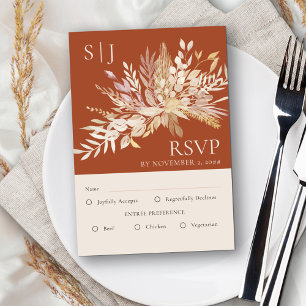Botanisches Monogramm Terrakotta-Hochzeitseintopf RSVP Karte