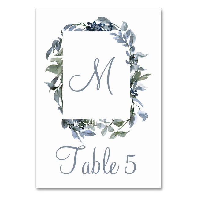 Botanisches Monogramm Tischnummer (Vorderseite)