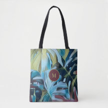Botanisches Moody Blue Monstera Blätter mit Monogr