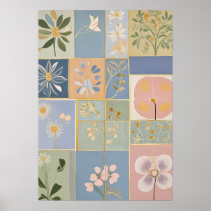 Botanisches Mosaik in Blüte Poster