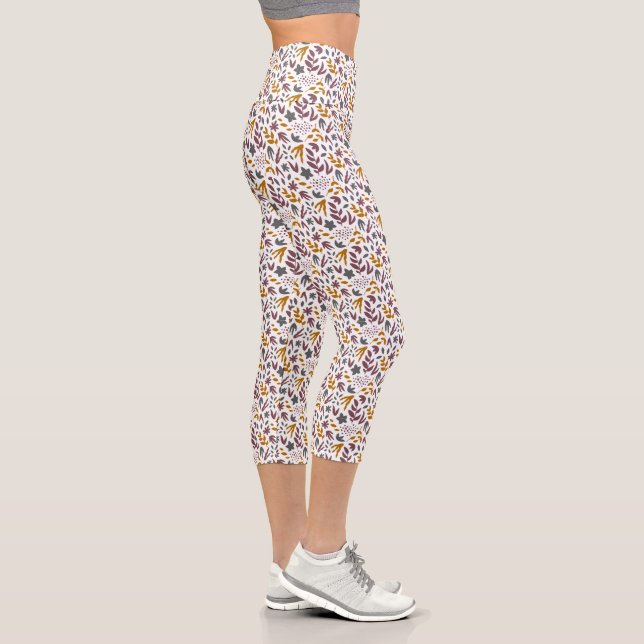 Botanisches Muster anpassen Capri Leggings (Rechts)