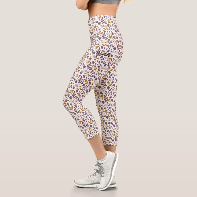 Botanisches Muster anpassen Capri Leggings (Links)