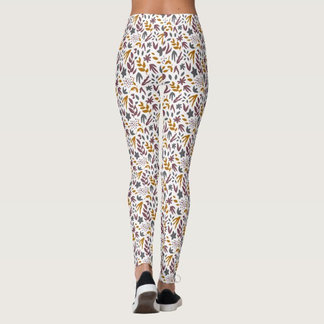 Botanisches Muster anpassen Leggings (Rückseite)