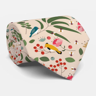 Botanisches Muster der handgezogenen Blütenvögel Krawatte