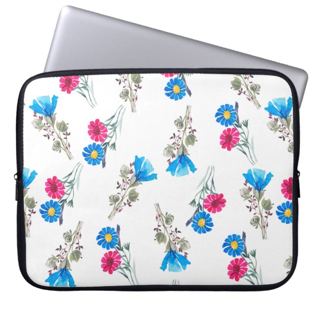 Botanisches Muster der hellrosa Quelle Laptopschutzhülle (Vorderseite)