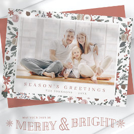 Botanisches Muster der modernen Weihnachtsblütenbl Feiertagskarte