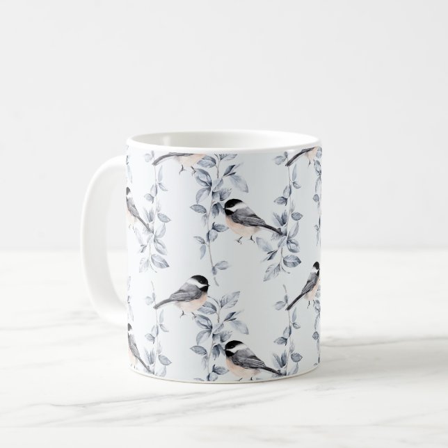 Botanisches Muster der Winterwasserfarbe Kaffeetasse (Vorderseite Links)