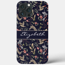 Botanisches Muster des Navy Blue Woodland Case-Mate iPhone Hülle