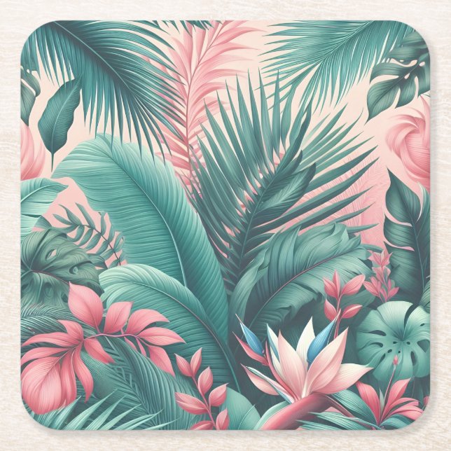 Botanisches Muster des tropischen Paradieses Rechteckiger Pappuntersetzer (Vorderseite)