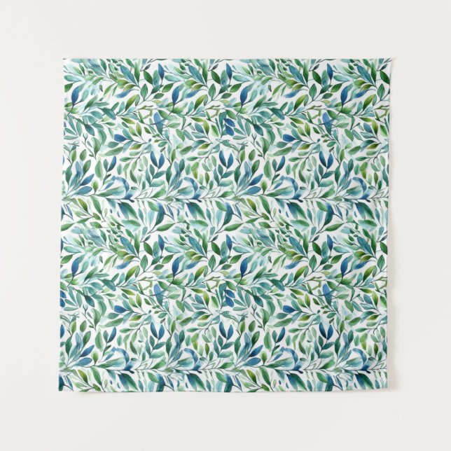 Botanisches Muster des Wasserfarbenleaf Wandteppich (Vorderseite)