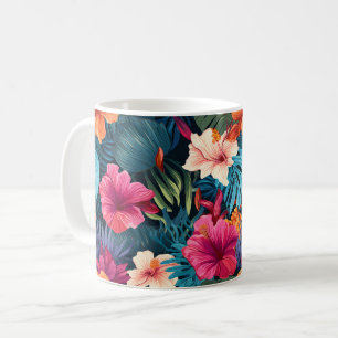 Botanisches Muster eines exotischen Hibiskus Kaffeetasse