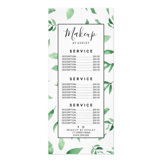 Botanisches Muster eines modernen grünen Olivenzwe Werbekarte (Vorne)