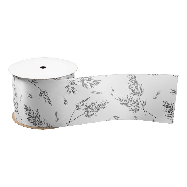 Botanisches Muster Elegant Boho Grass Satinband (Spule)