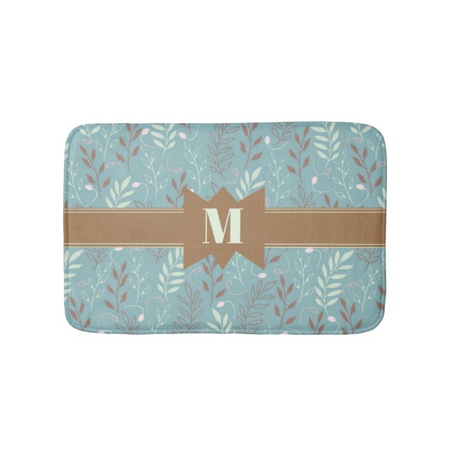Botanisches Muster für Chic Monogram Badematte (Vorderseite)