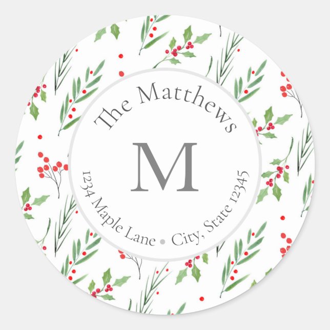 Botanisches Muster für gemischten Urlaub Runder Aufkleber (Vorderseite)