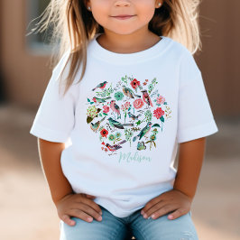 Botanisches Muster für niedliche Blütenvögel T-Shirt