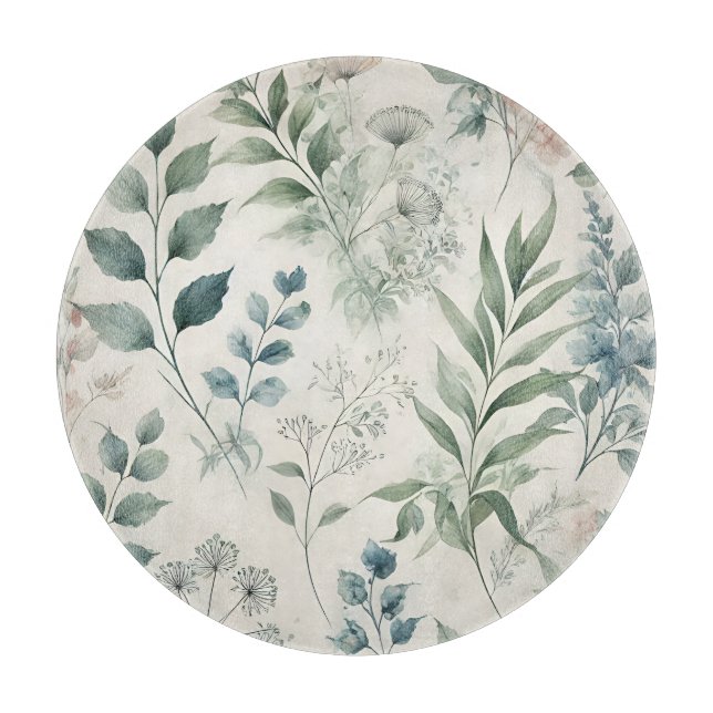 Botanisches Muster für sanfte Wasserfarbe Schneidebrett (Vorderseite)