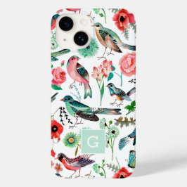 Botanisches Muster für Vintage Blütenvögel Case-Mate iPhone 14 Hülle