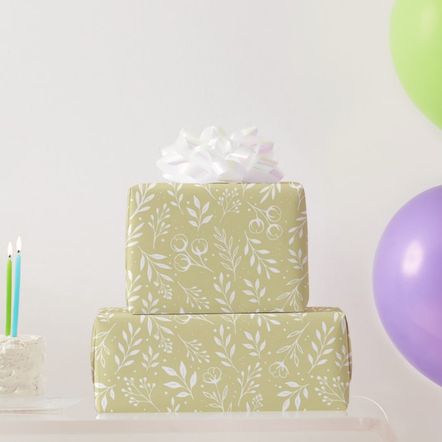 Botanisches Muster Gelbwrapping Paper Rolle Geschenkpapier (Partygeschenke)