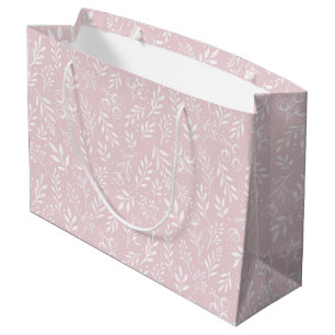 Botanisches Muster hellrosa - große Geschenktasche Geschenktüte