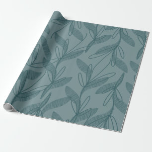 Botanisches Muster in duskyblau Geschenkpapier