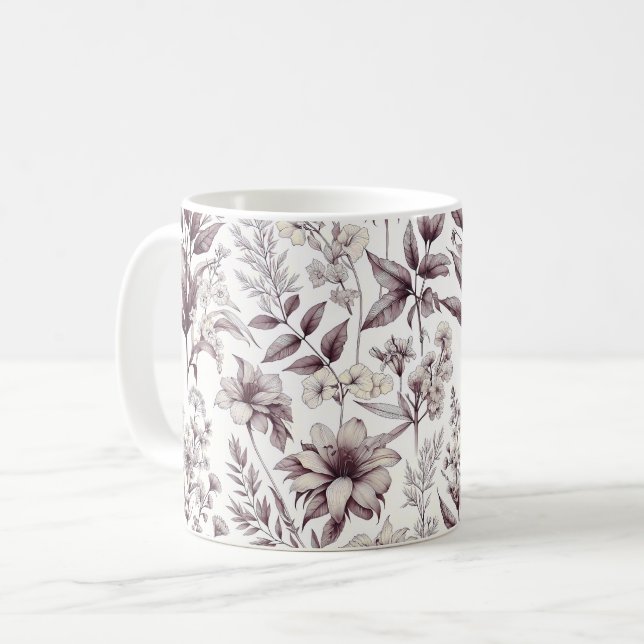 Botanisches Muster Kaffeetasse (Vorderseite Links)