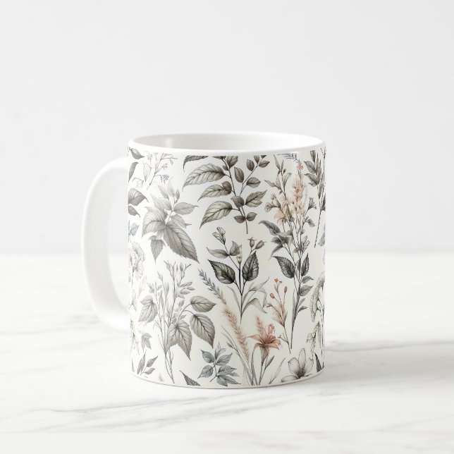Botanisches Muster Kaffeetasse (Vorderseite Links)