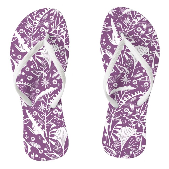 Botanisches Muster Lila Flip Flops (Fußbett)