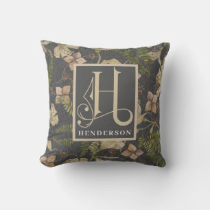 Botanisches Muster Monogramm H Kissen