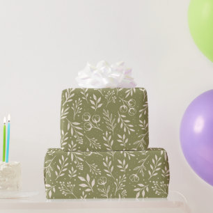 Botanisches Muster Olive Green Wrapping Paper Roll Geschenkpapier