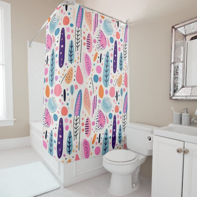 Botanisches Muster Pastel BOHO Chic Duschvorhang (Beispiel)